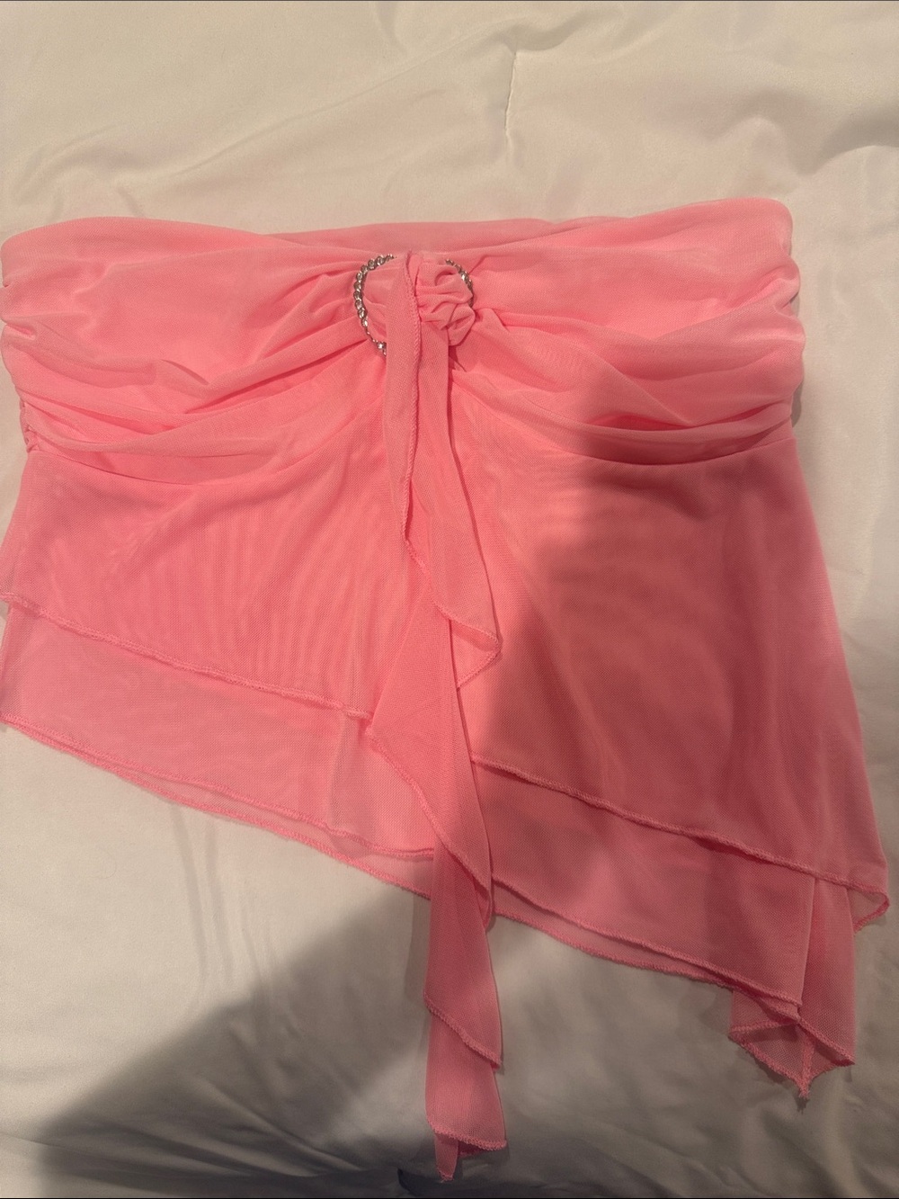 Strapless Chiffon Asymmetric Skirt - Pink